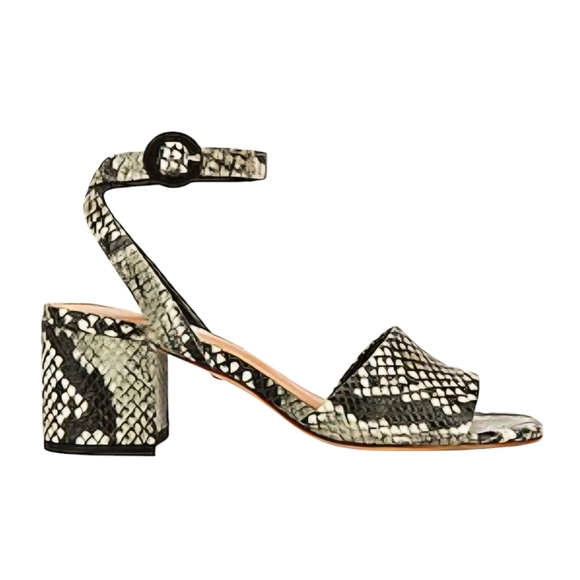 Raye x Revolve Black & Gray Snakeskin Nava Strappy Open-Toe High Heel Sandals